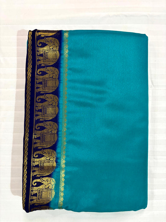 Saree - Color Sky Blue with Navy Blue
