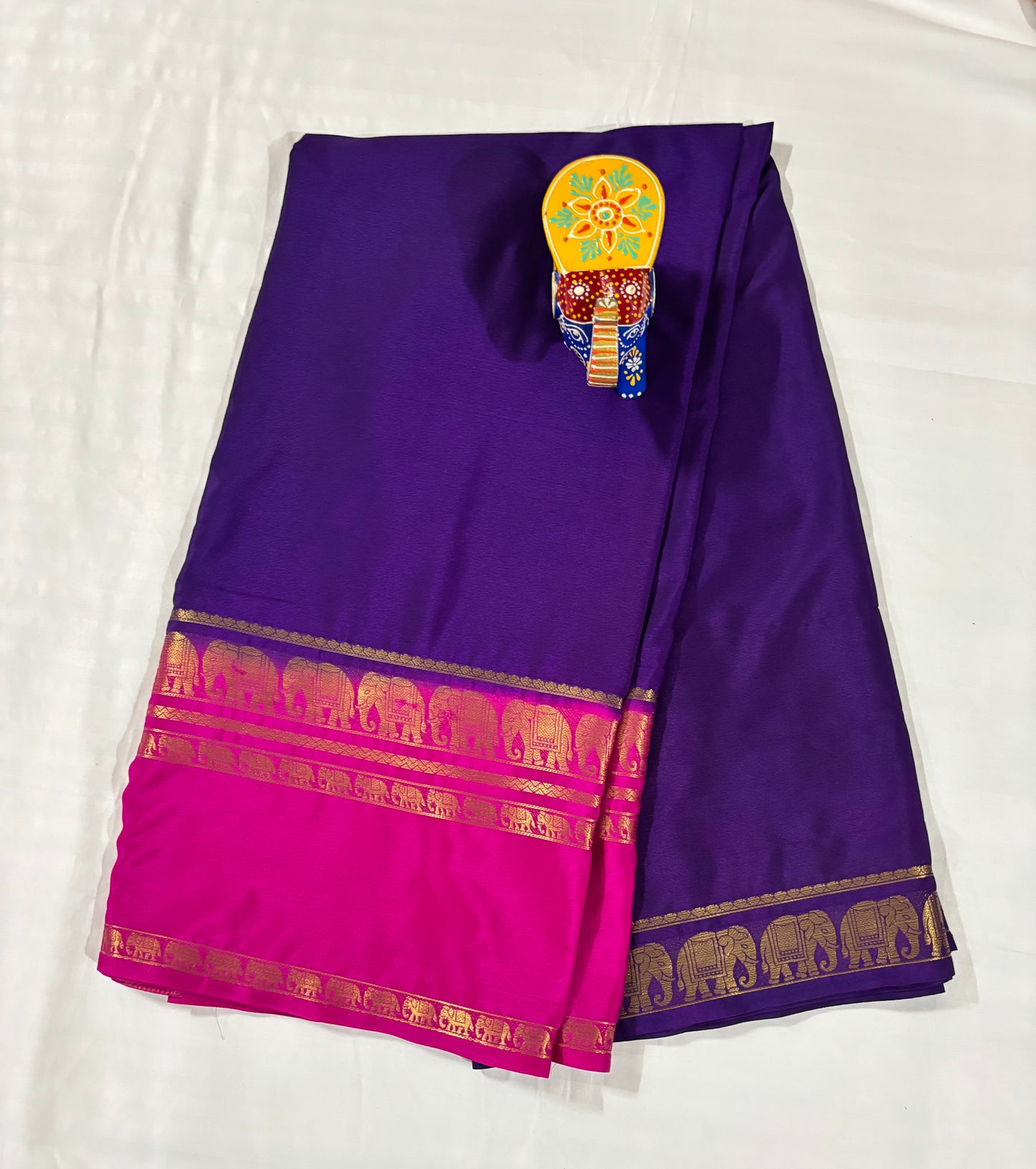 Semi Crepe Saree – Elephant Border