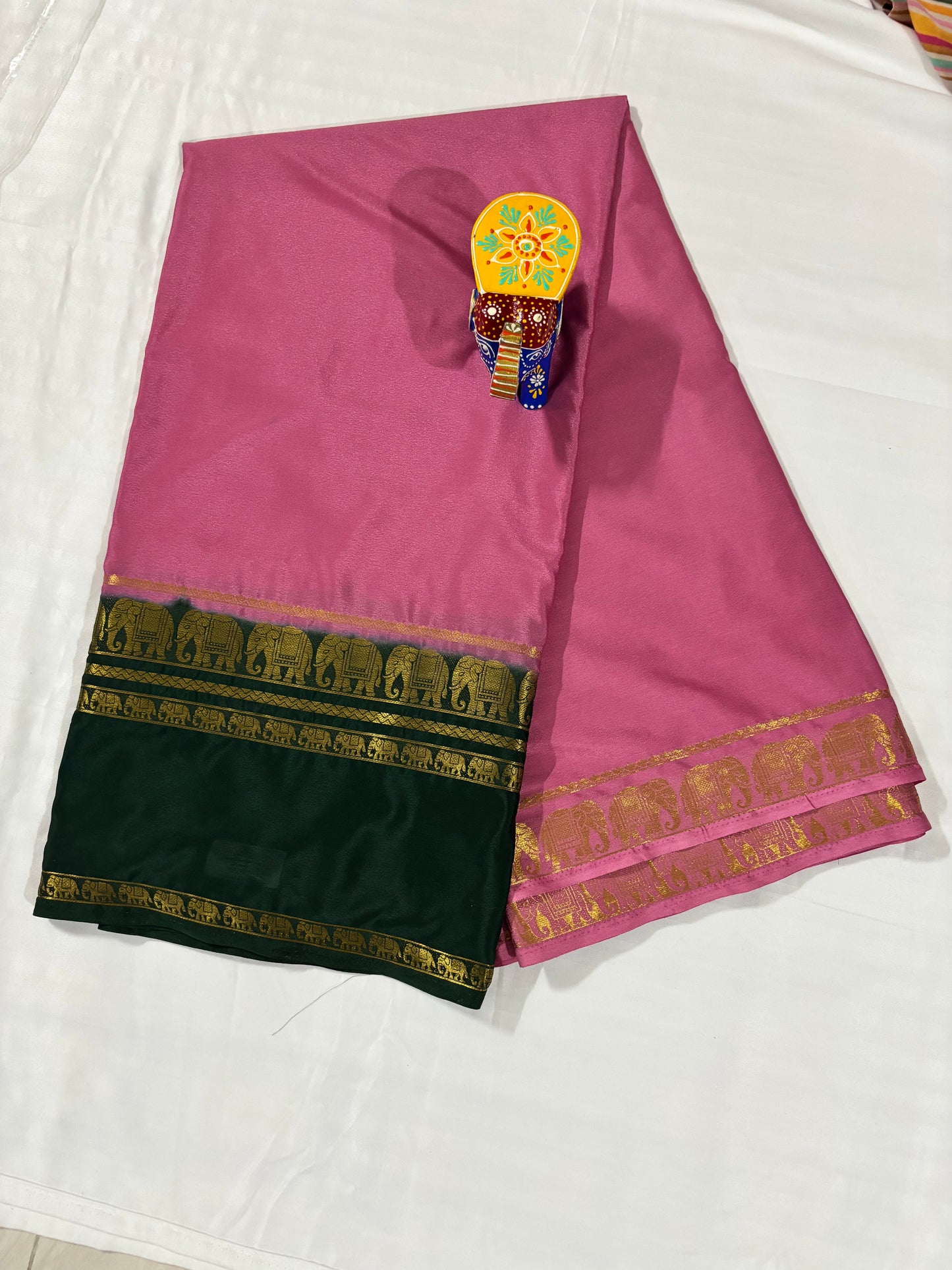 Semi Crepe Saree – Elephant Border